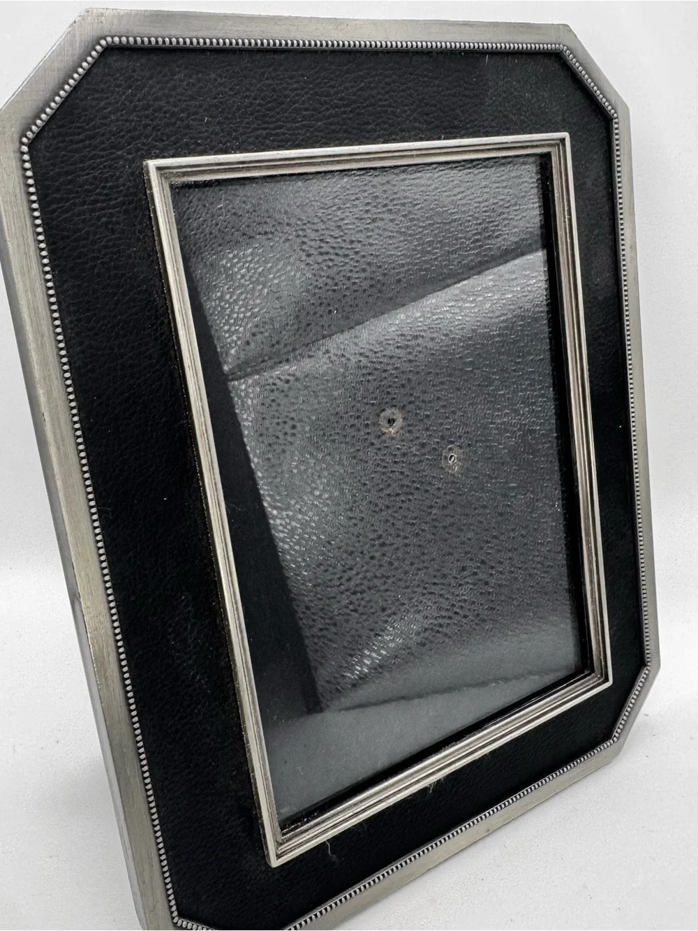 Classic Black Leatherette 5x7 Photo Frame with Silver Trim